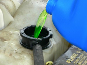 Antifreeze or Coolant Being added to a car.